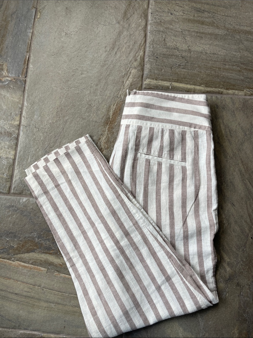 Anthropologie Striped Trousers in Cream and Brown